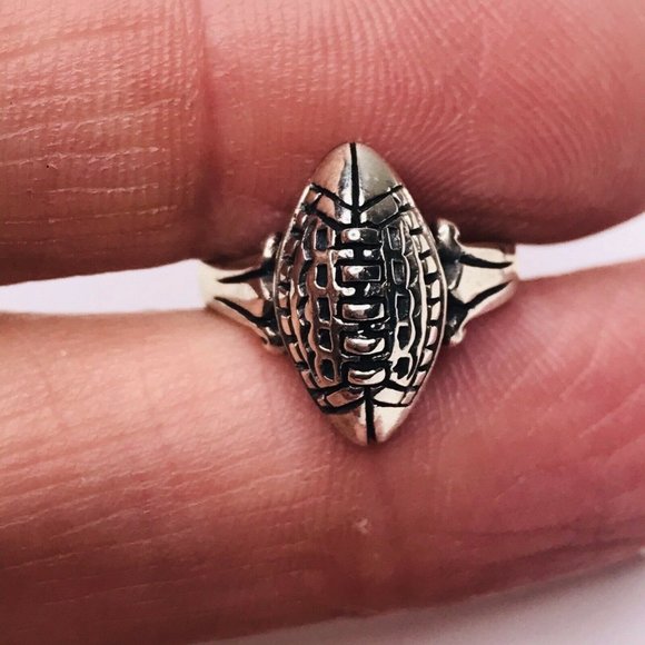 Sterling Silver Football Shaped Toe Ring Adjustable Stamped 925 - Picture 5 of 5